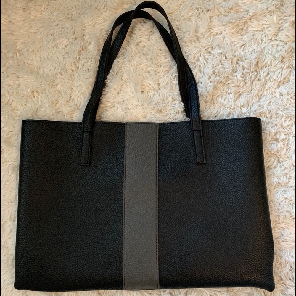 Vince Camuto Black and Gray Leather Tote